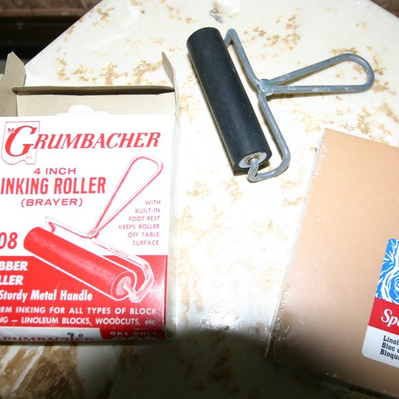 Rare Vintage Grumbacher Roller, Speedball Linoleum Block, Drafting Tape - Picture 1 of 1